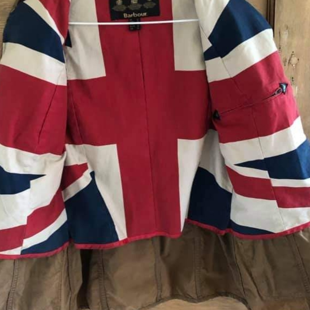 COPY - Barbour International Jacket with British flag lining.